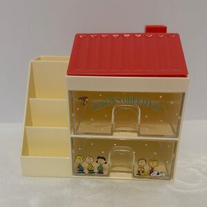 Peanuts seasons greetings Stationary Desk Organizer Holder Stand with Drawer
